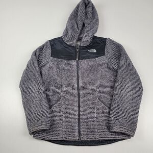 The North Face Girls Gray Striped Oso Hoodie Youth Large‎ 14/16 Full Zip L/S
